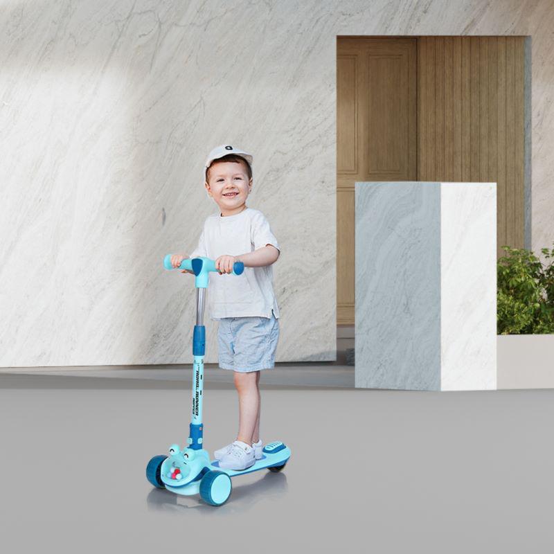 Road Runner Hopper Scooter For Kids With PU LED Wheels - Blue