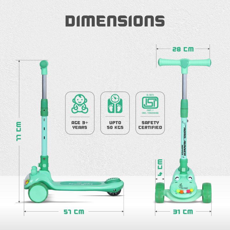 Road Runner Hopper Scooter For Kids With PU LED Wheels - Green