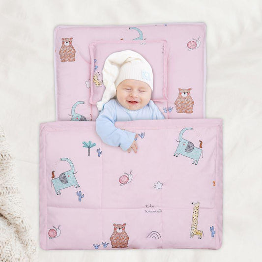 Snuggy Cozy Baby Bedding With Blanket & Pillow And Odour Free - Blush Pink
