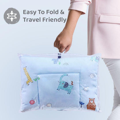 Snuggy Cozy Baby Bedding With Blanket & Pillow And Odour Free - Sky Blue