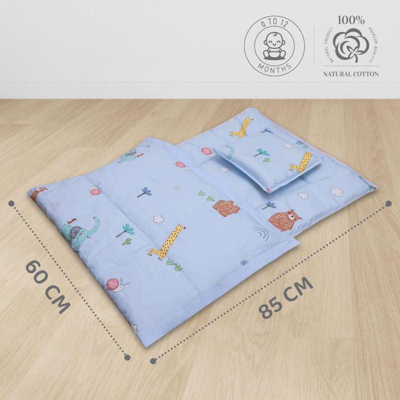 Snuggy Cozy Baby Bedding With Blanket & Pillow And Odour Free - Sky Blue