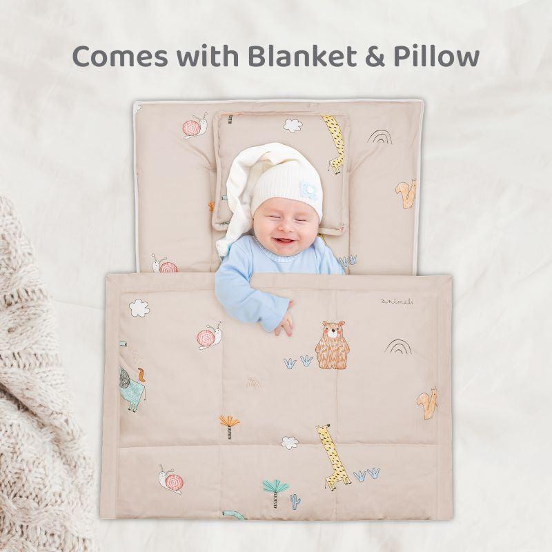 Snuggy Cozy Baby Bedding With Blanket & Pillow And Odour Free - Tan Brown