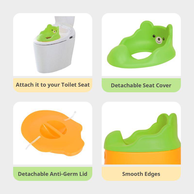 Tiny Tots Potty Seat for Kids - Green Yellow