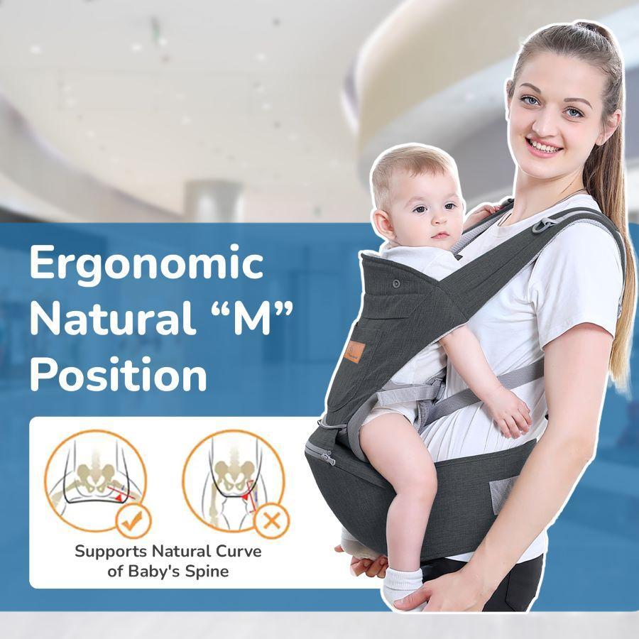 Upsy Daisy Ergo 8-in-1 Hip Seat Baby Carrier - Dark Grey