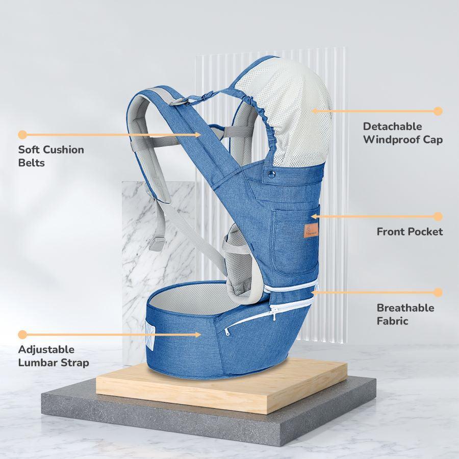 Upsy Daisy Ergo 8-in-1 Hip Seat Baby Carrier - Denim Blue