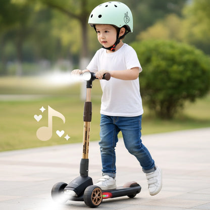 Road Runner Blaze Scooter For Kids With PU LED Wheels And LED lights - Black Gold
