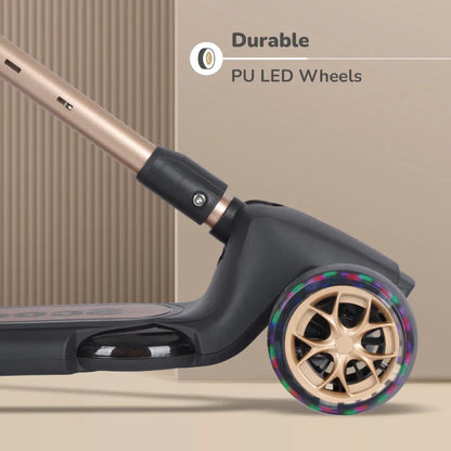 Road Runner Blaze Scooter For Kids With PU LED Wheels And LED lights - Black Gold
