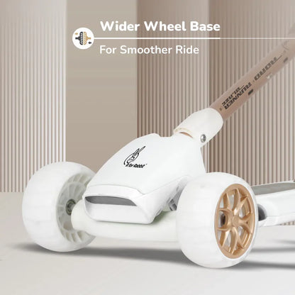 Road Runner Blaze Scooter For Kids With PU LED Wheels And LED lights - Cream Gold