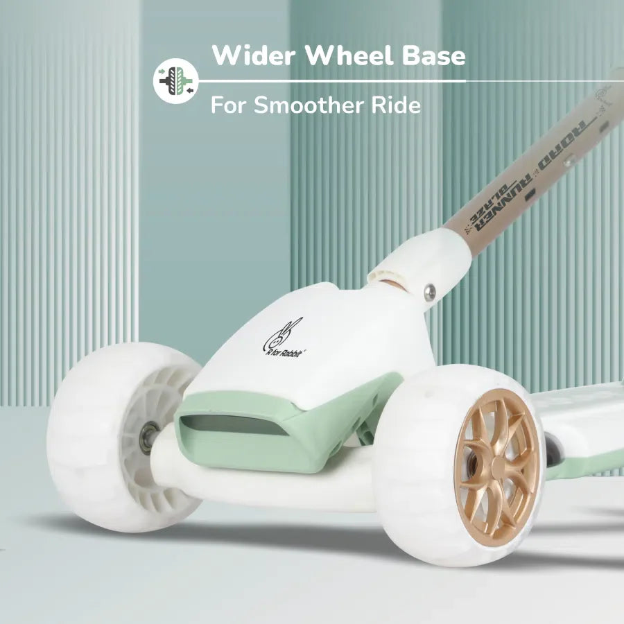 Road Runner Blaze Scooter For Kids With PU LED Wheels And LED lights - Green Gold