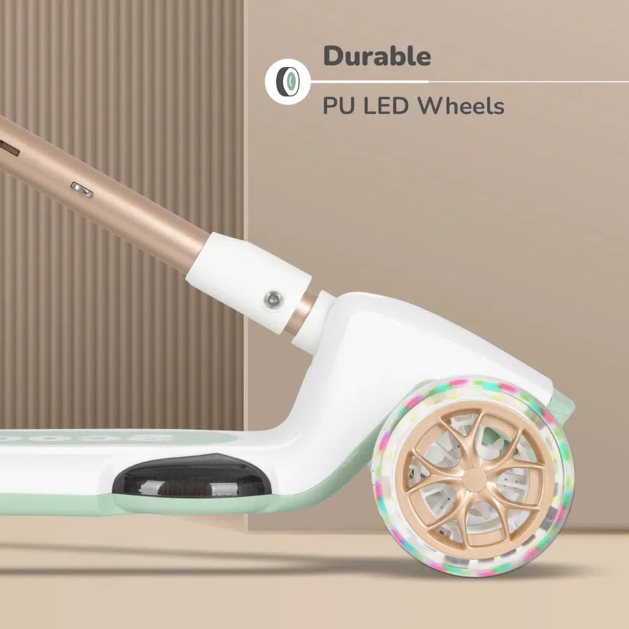 Road Runner Blaze Scooter For Kids With PU LED Wheels And LED lights - Green Gold