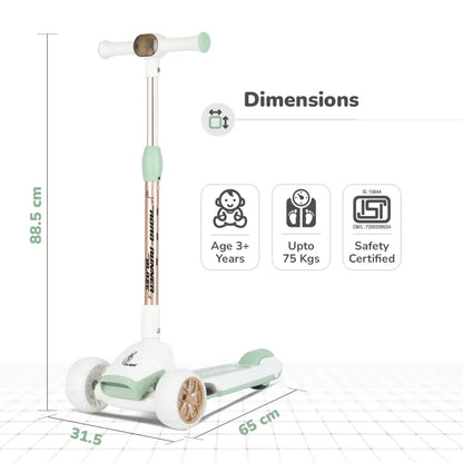 Road Runner Blaze Scooter For Kids With PU LED Wheels And LED lights - Green Gold