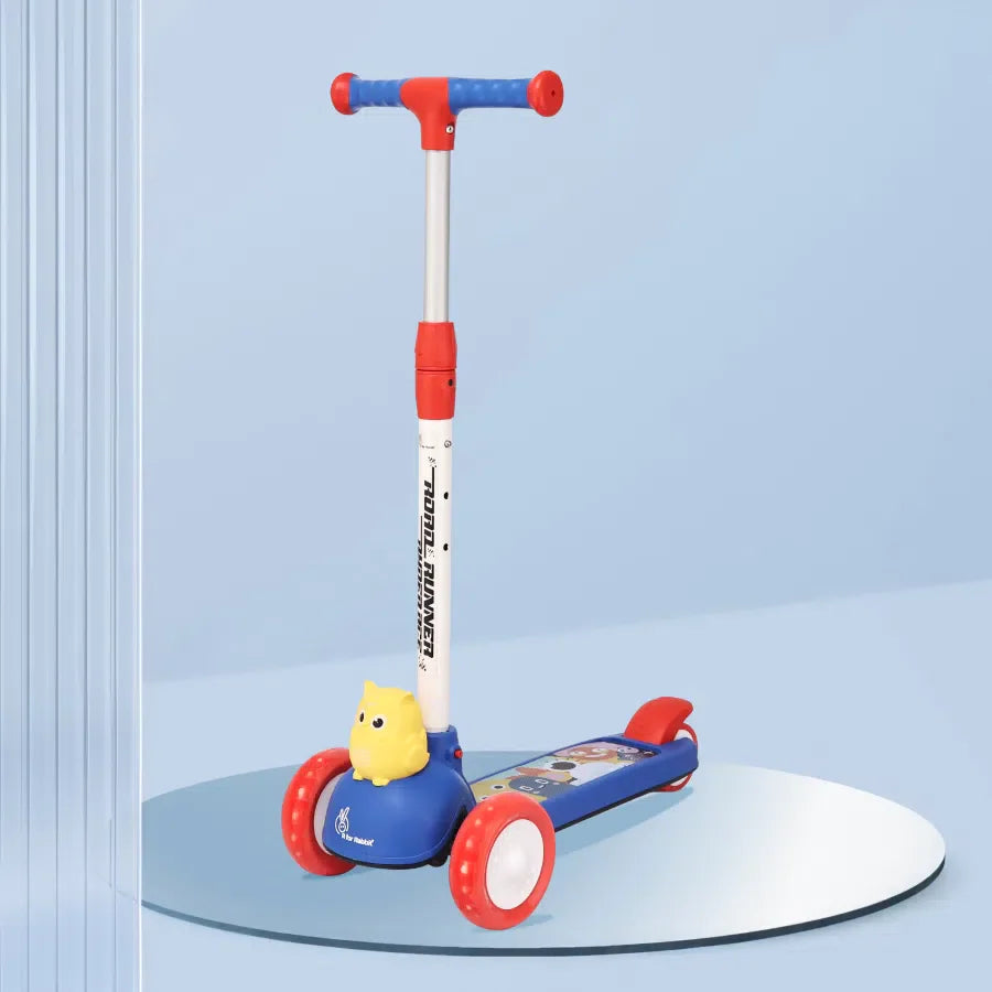 Road Runner Ryder Ace Kids Scooter with PU LED wheels & Multi-Level Height Adjustment - Blue Red