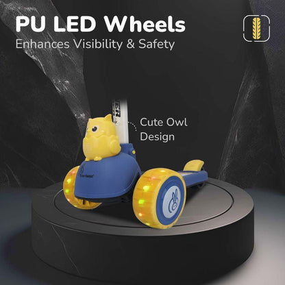 Road Runner Ryder Kids Scooter - PU LED wheels & Multi-Level Height Adjustment - Blue Yellow