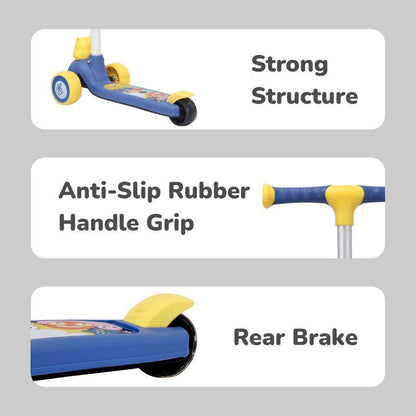 Road Runner Ryder Kids Scooter - PU LED wheels & Multi-Level Height Adjustment - Blue Yellow