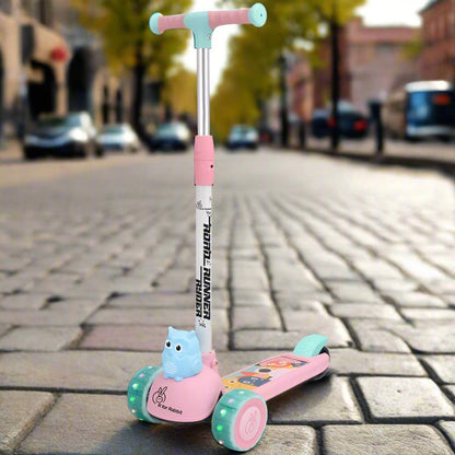 Road Runner Ryder Kids Scooter - PU LED wheels & Multi-Level Height Adjustment - Pink Blue