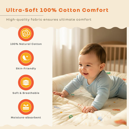 Snuggy Cuddles Newborn Baby Bed - Anti-Roll Baby Nest - 100% Cotton Breathable Lounger - Roadster Beige