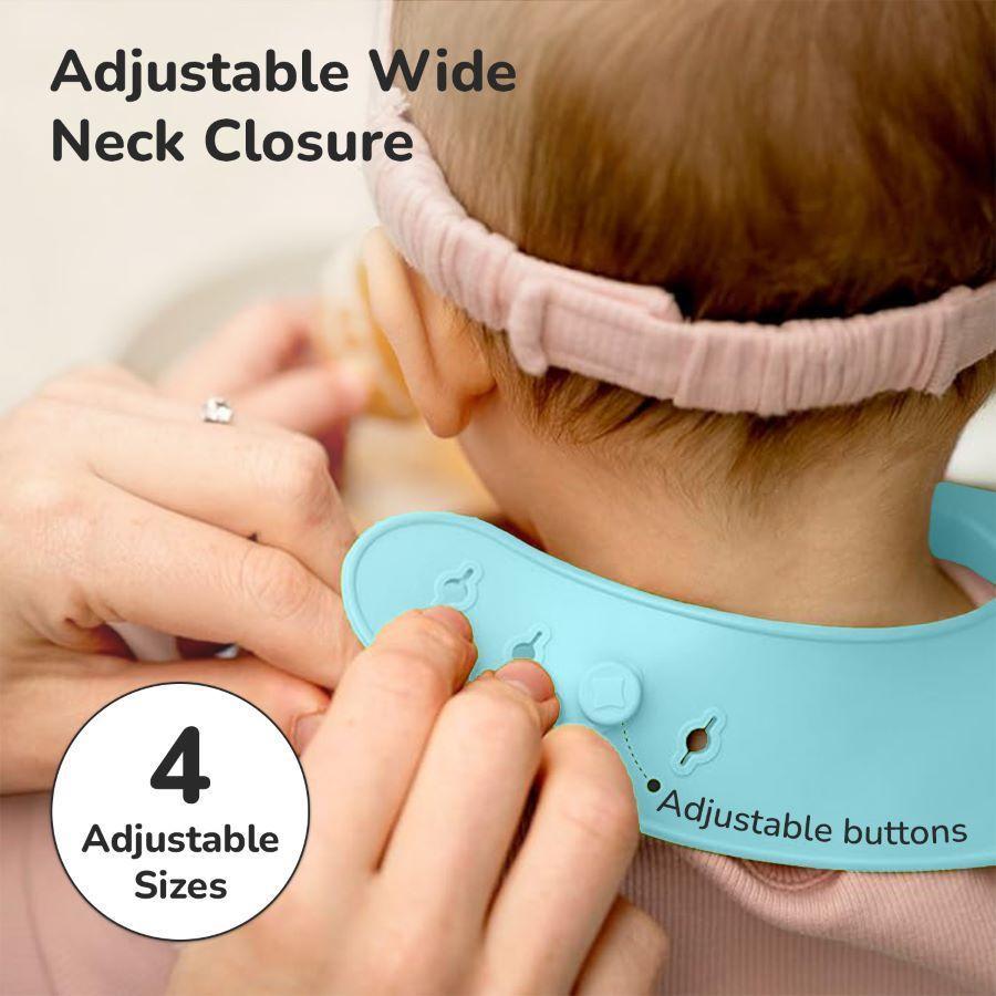 Safari Silicone Bib For Baby Comfortable Soft And Built-in Food Pocket - Lake Blue