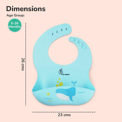Safari Silicone Bib For Baby Comfortable Soft And Built-in Food Pocket - Lake Blue