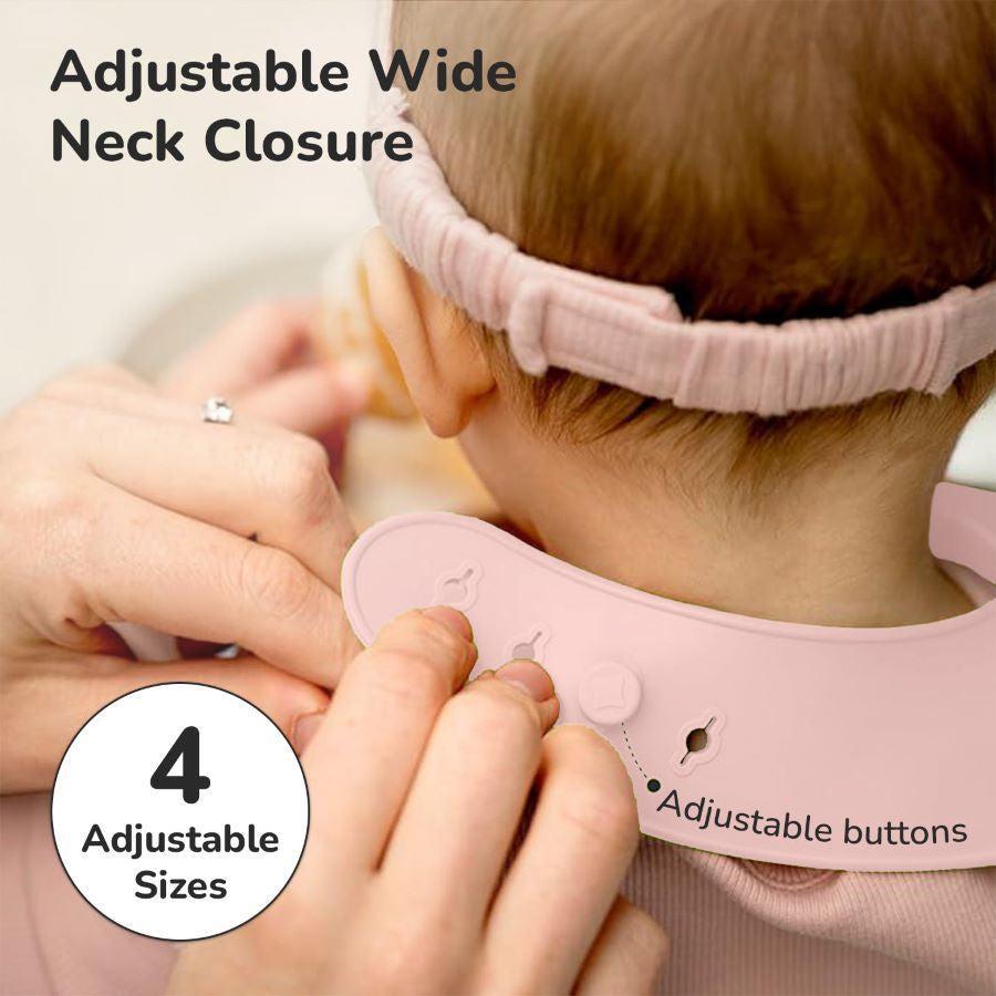 Safari Silicone Bib For Baby Comfortable Soft And Built-in Food Pocket - Peach