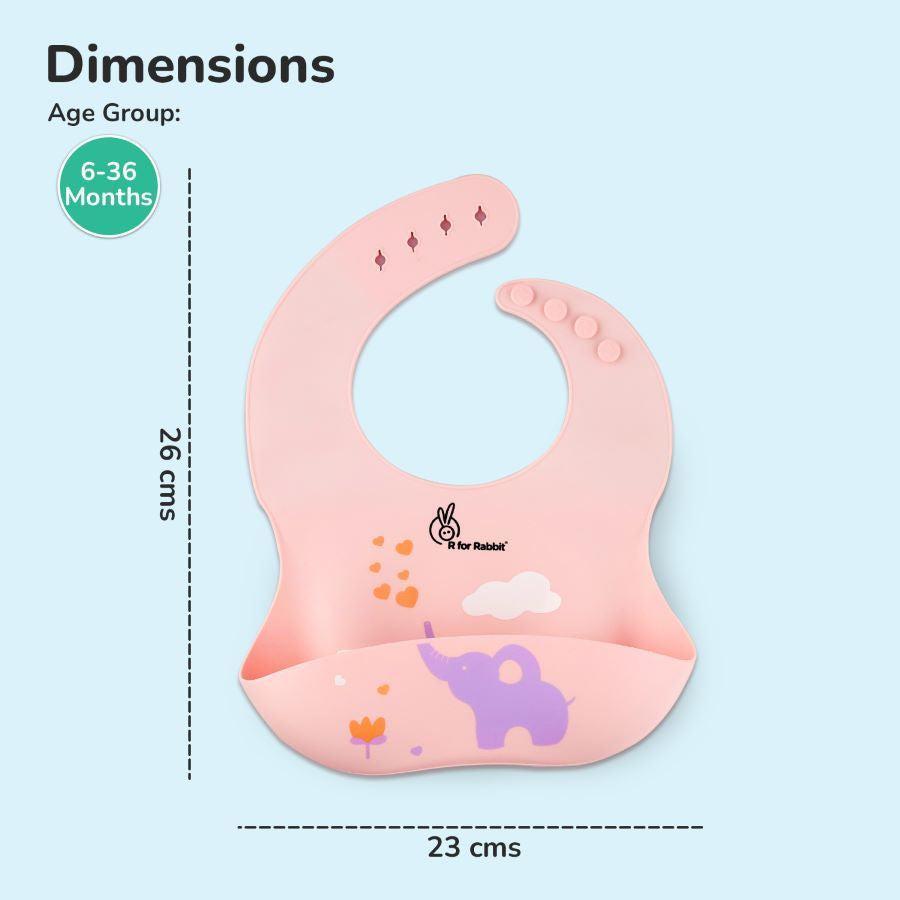 Safari Silicone Bib For Baby Comfortable Soft And Built-in Food Pocket - Peach