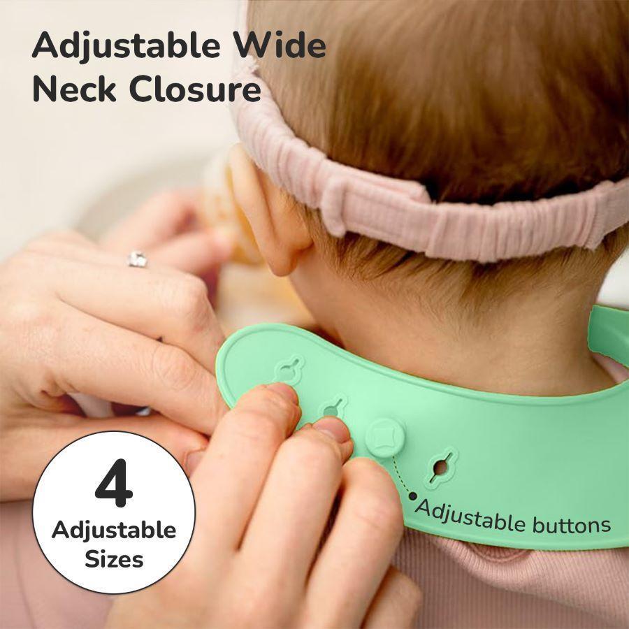 Safari Silicone Bib For Baby Comfortable Soft And Built-in Food Pocket - Sea Green