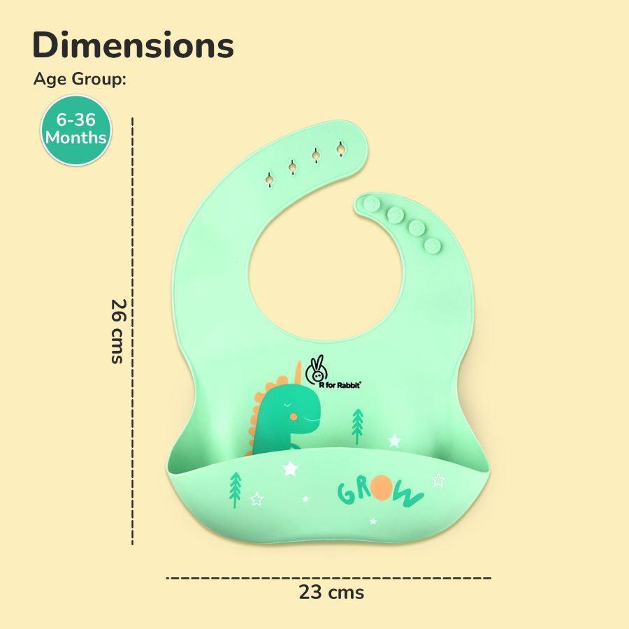 Safari Silicone Bib For Baby Comfortable Soft And Built-in Food Pocket - Sea Green