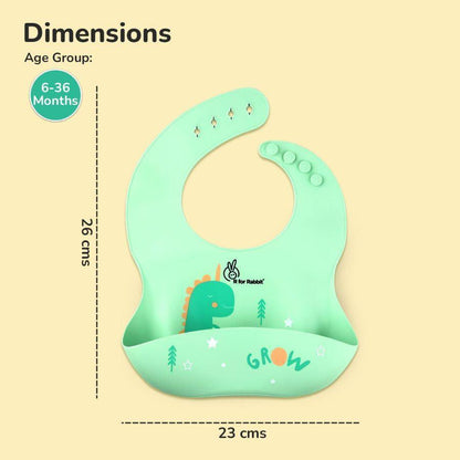 Safari Silicone Bib For Baby Comfortable Soft And Built-in Food Pocket - Sea Green