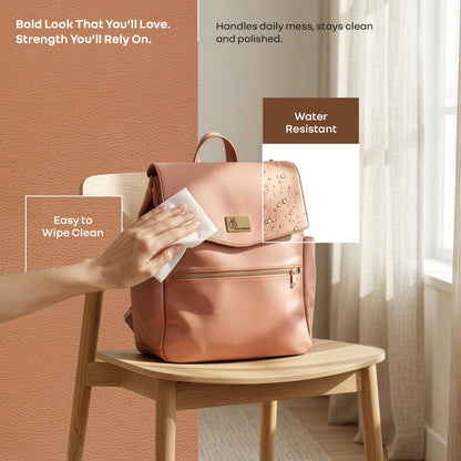 Caramello Bold Arise Diaper Bag, Premium Vegan Leather, 22L Multi-Compartment Laptop Friendly Bag - Sand Brown