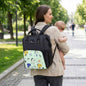 Caramello Dino Diaper Bag For Mother With 11 Pockets - Sea Green