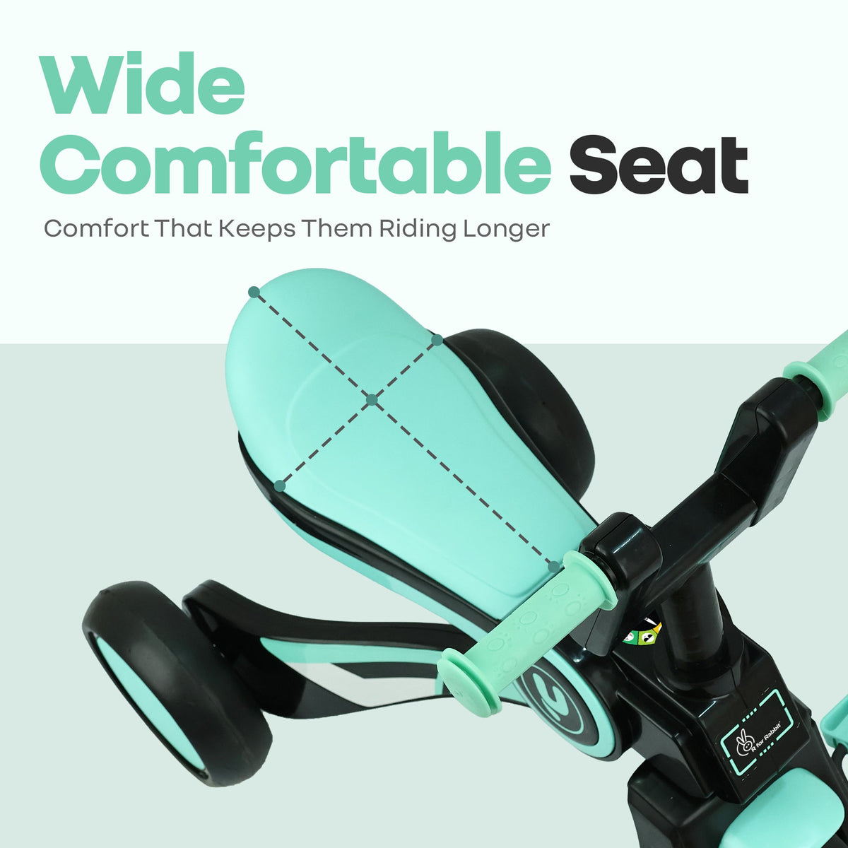 Tiny Toes Y Ace Kids Tricycle for 2–5 Years – BIS Certified Baby Tricycle with Sturdy Frame, Anti-Slip Handlebars, Wide Comfortable Seat & Smooth Wheels for Safe & Fun Riding (Upto 25 kg) - Sea Green Black