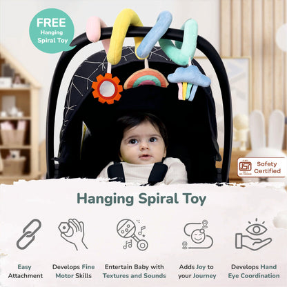 Picaboo NXG 4 In 1 Multipurpose Baby Carry Cot With 3-Point Safety Harness - Silver Black