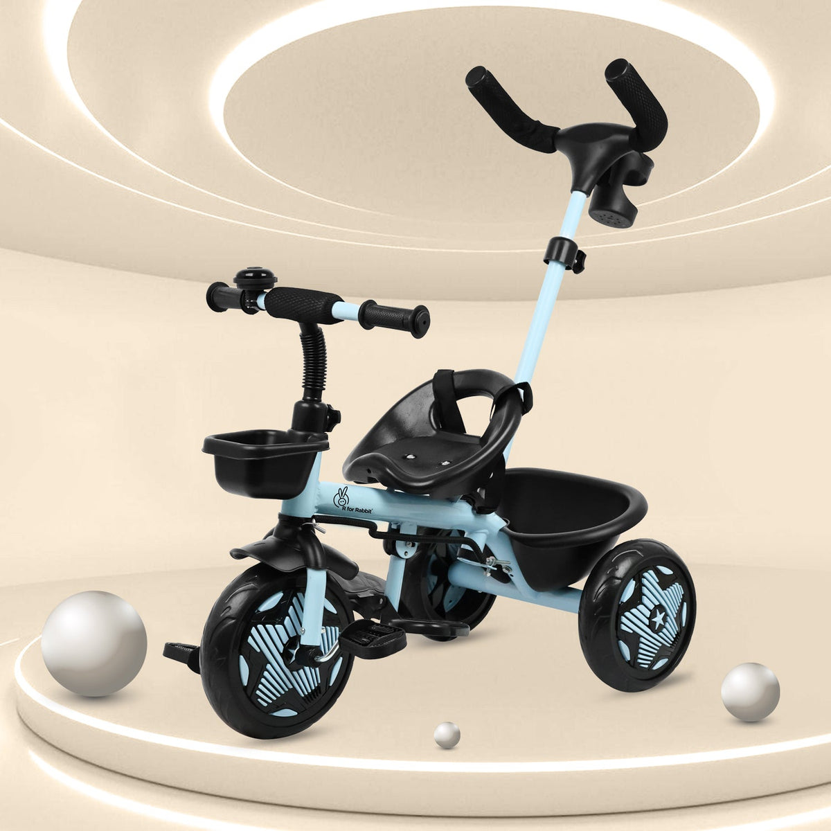 Tiny Toes R20 Ace Baby Tricycle – Smart Plug & Play Trike with Parental Control & EVA Wheels - Sky Blue