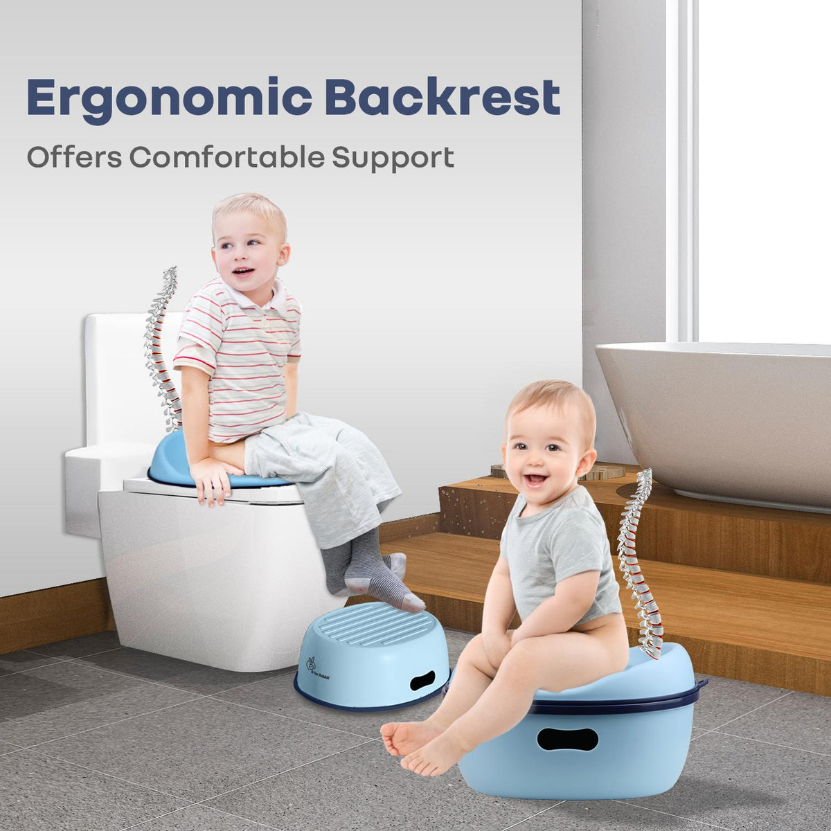 Tiny Tots Mellow 3-In-1 Convertible Potty Training Seat Safe & Ergonomic Chair - Sky Blue