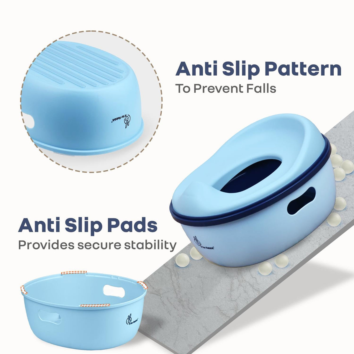 Tiny Tots Mellow 3-In-1 Convertible Potty Training Seat Safe & Ergonomic Chair - Sky Blue