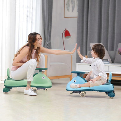 Iya Iya Dino Swing Car For Kids - Inbuilt Music With Light, PU LED Wheels, ABEC 7 Bearing, Up to 100 Kgs Capacity - Sky Blue