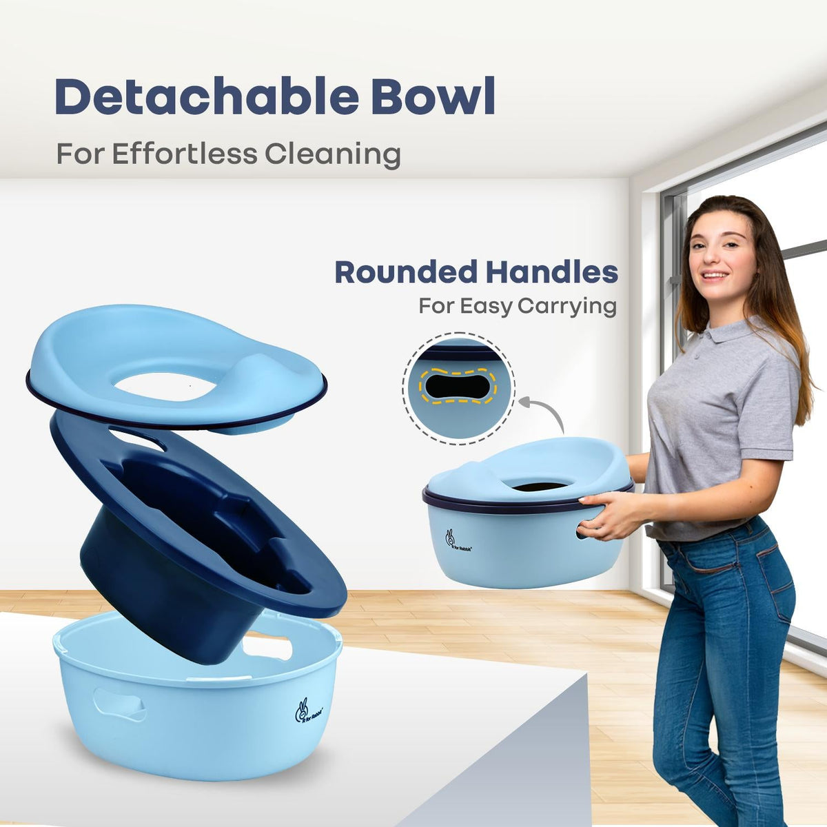 Tiny Tots Mellow 3-In-1 Convertible Potty Training Seat Safe & Ergonomic Chair - Sky Blue