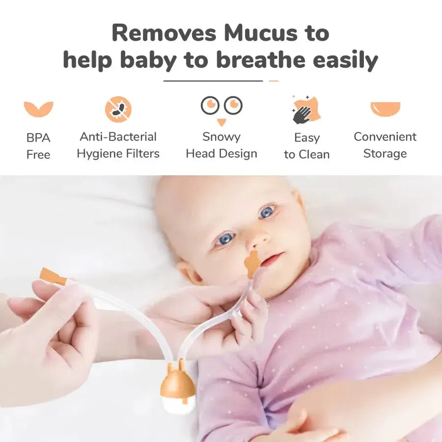 Snowy Nasal Cleaner For Baby Painless Relief from Mucus and Blocked Nose - Orange