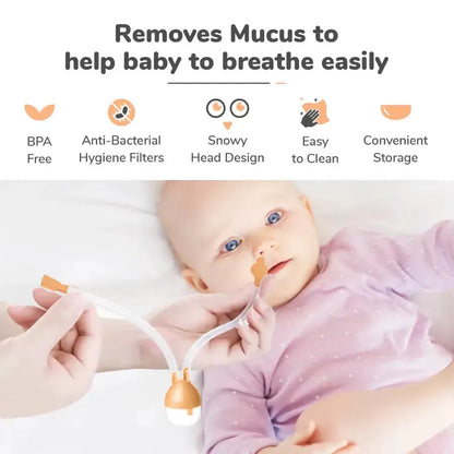 Snowy Nasal Cleaner For Baby Painless Relief from Mucus and Blocked Nose - Orange