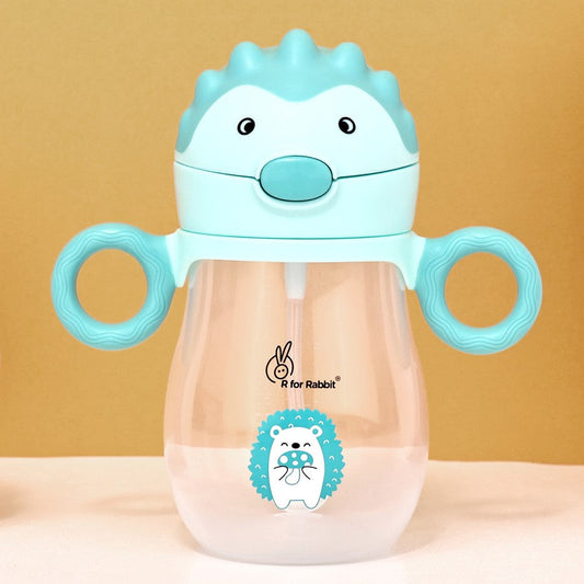 Spikey Baby Straw Sipper Bottle 320ml With Soft Silicone Straw and Leak Proof - Lake Blue