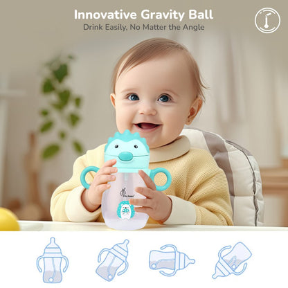 Spikey Baby Straw Sipper Bottle 320ml With Soft Silicone Straw and Leak Proof - Lake Blue