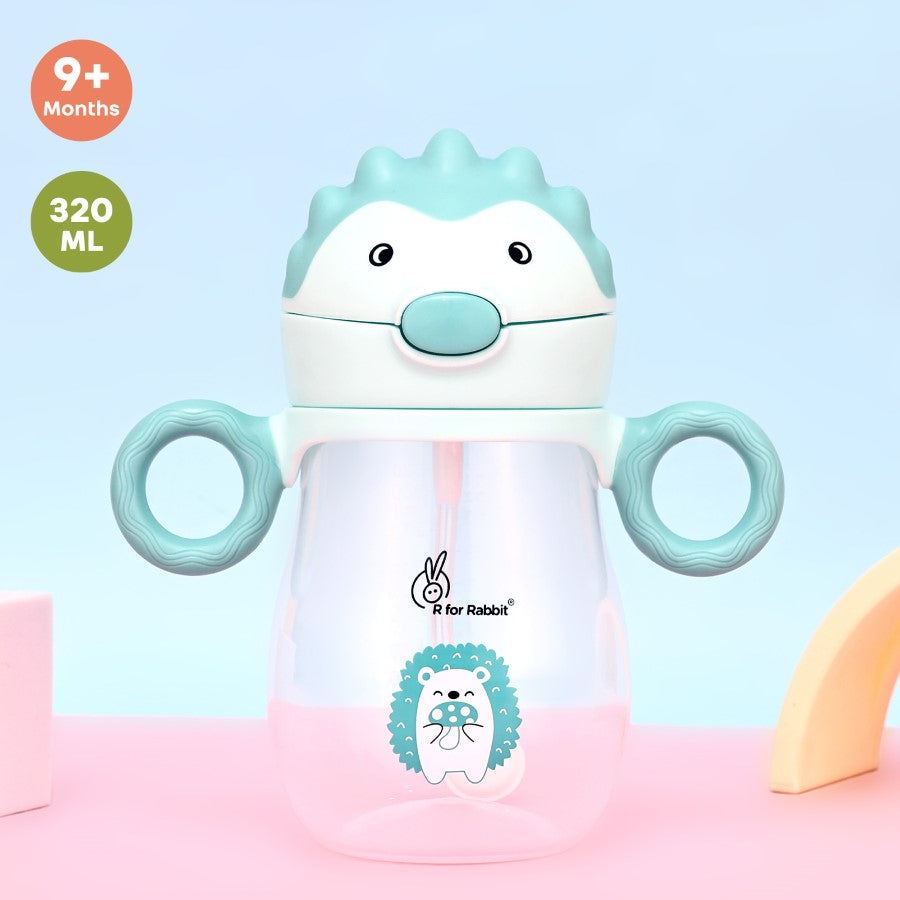 Spikey Baby Straw Sipper Bottle 320ml With Soft Silicone Straw and Leak Proof - Lake Blue