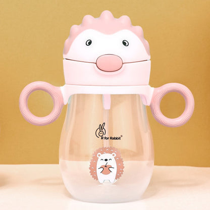 Spikey Baby Straw Sipper Bottle 320ml With Soft Silicone Straw and Leak Proof - Peach Pink