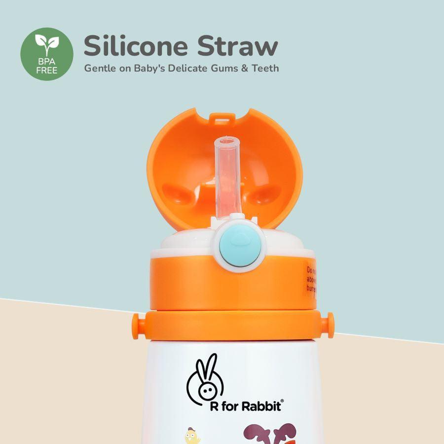 Steebo Safari Stainless Steel Sipper Bottle for Kids 500ml - Orange Giffy