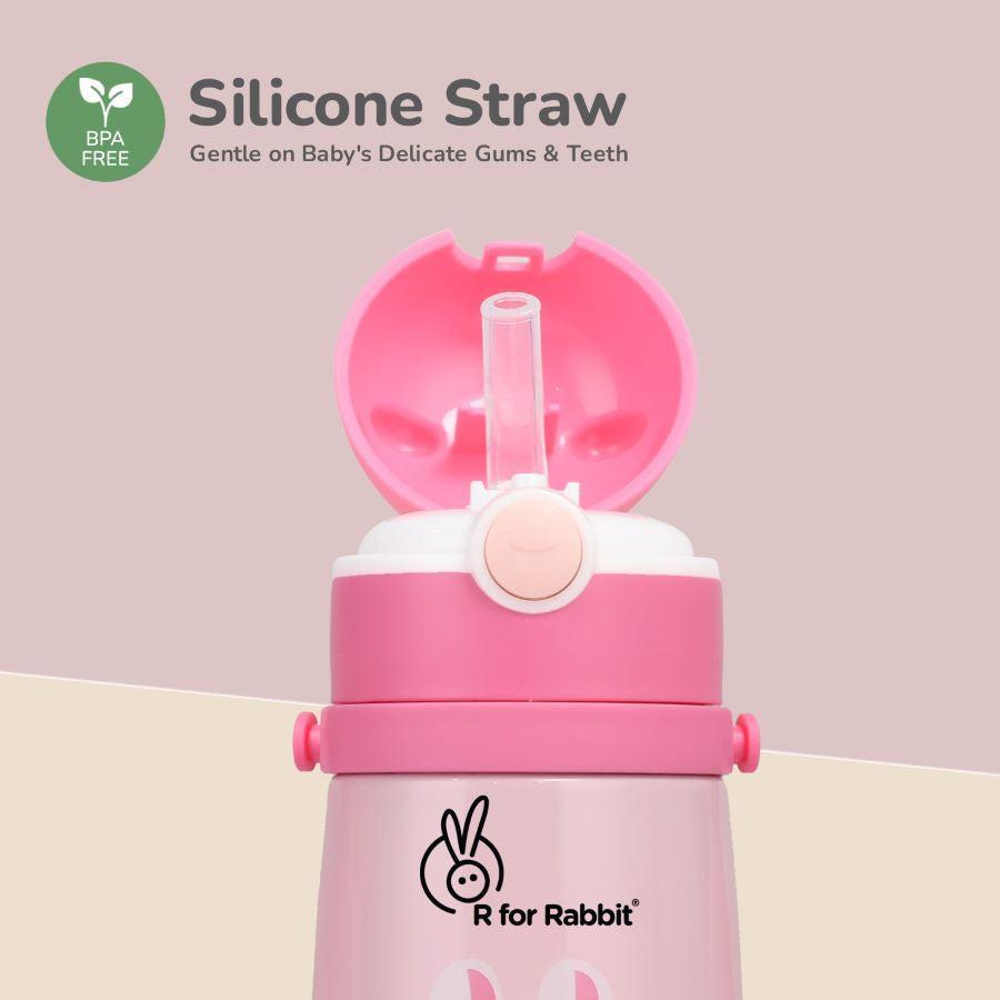 Steebo Safari Stainless Steel Sipper Bottle for Kids 500ml - Pink Bunny