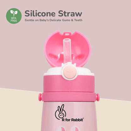 Steebo Safari Stainless Steel Sipper Bottle for Kids 500ml - Pink Bunny