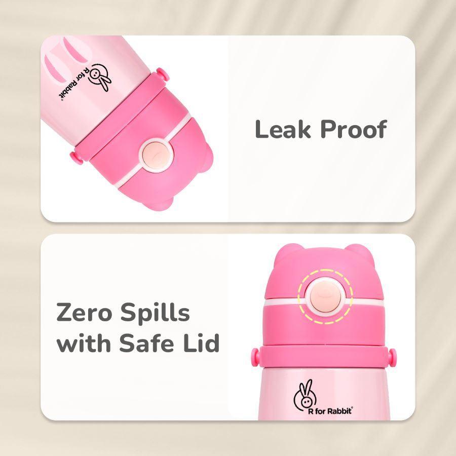 Steebo Safari Stainless Steel Sipper Bottle for Kids 500ml - Pink Bunny