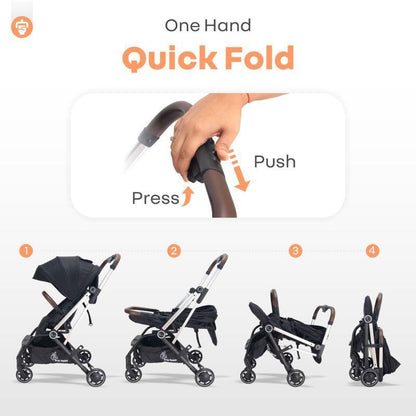 Street Smart 360-degree Rotatable Kids Stroller - Pure Black