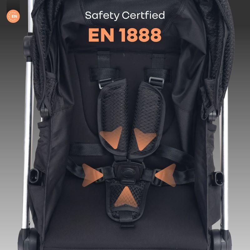 Street Smart 360-degree Rotatable Kids Stroller - Pure Black