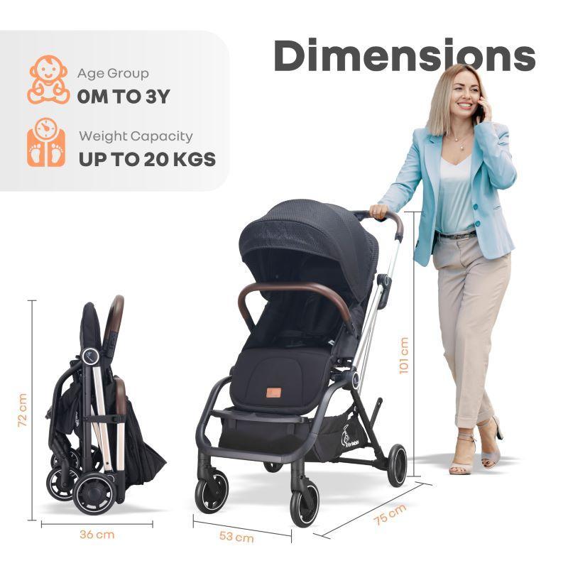 Street Smart 360-degree Rotatable Kids Stroller - Pure Black