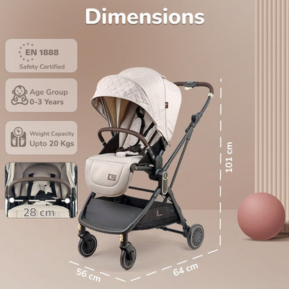 Street Smart Regal 2-Way Reversible Baby Stroller with One-Hand Fold & 5-Point Safety Harness - Beige